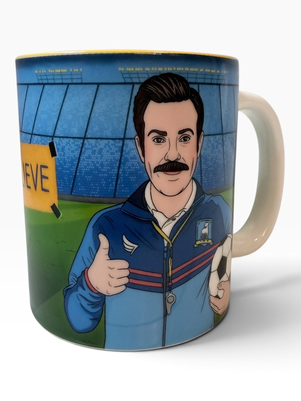 Ted Lasso Believe Coffee Mug Blue Yellow